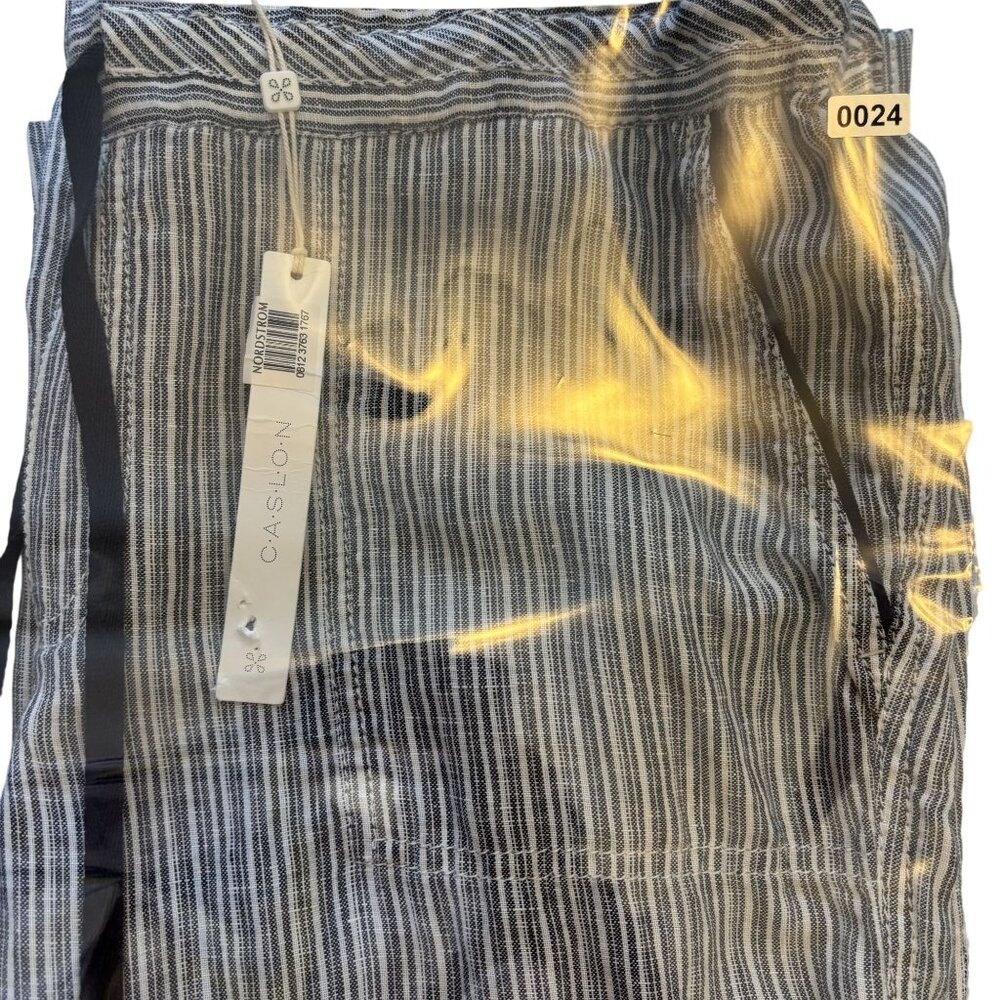 Caslon Striped 100% Linen Drawstring Pants Size L - Picture 14 of 14